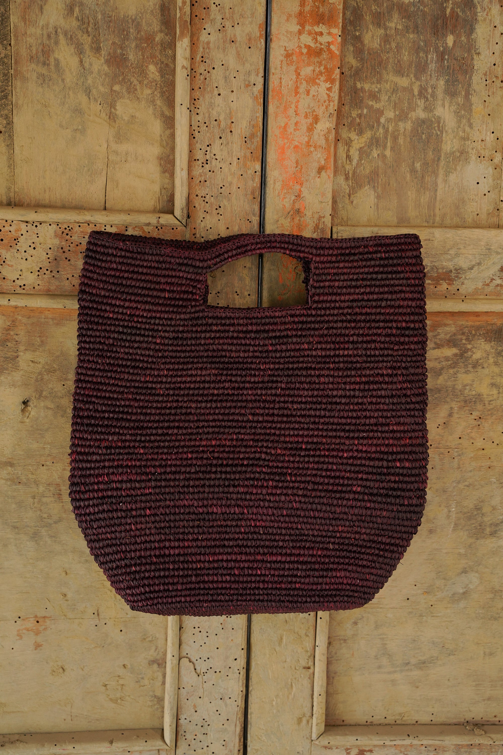 Burgundy Toquilla Straw Bag