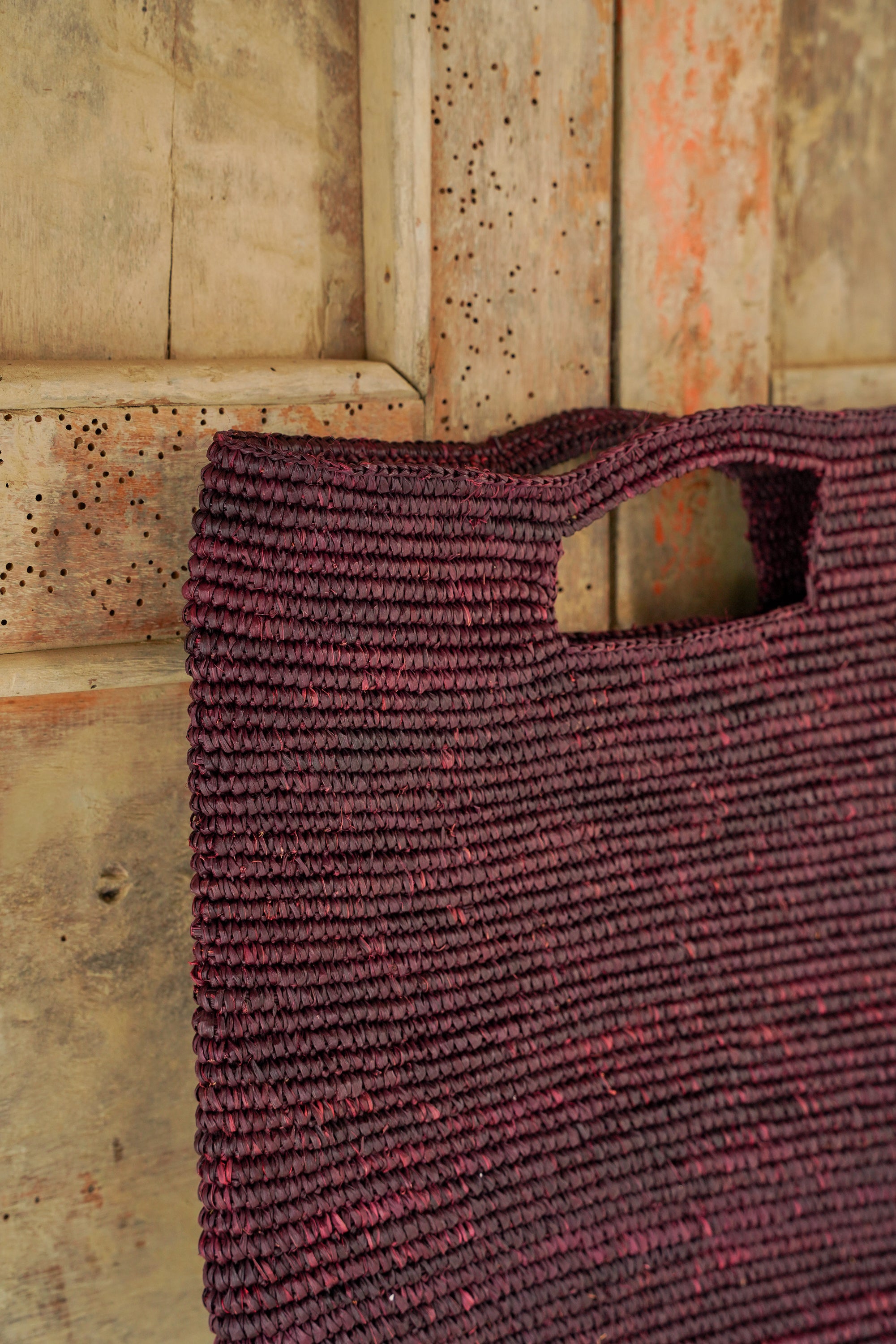 Burgundy Toquilla Straw Bag